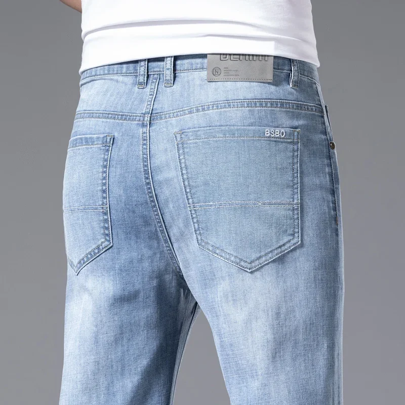 Levis Jeans 501 - 2024 ชายฤดูใบไม้ร่วงใหม่ตรงกางเกงยีนส์สีฟ้าคลาสสิกBreathableสบายไม่มีรีดผ้ายืดกางเกงชาย