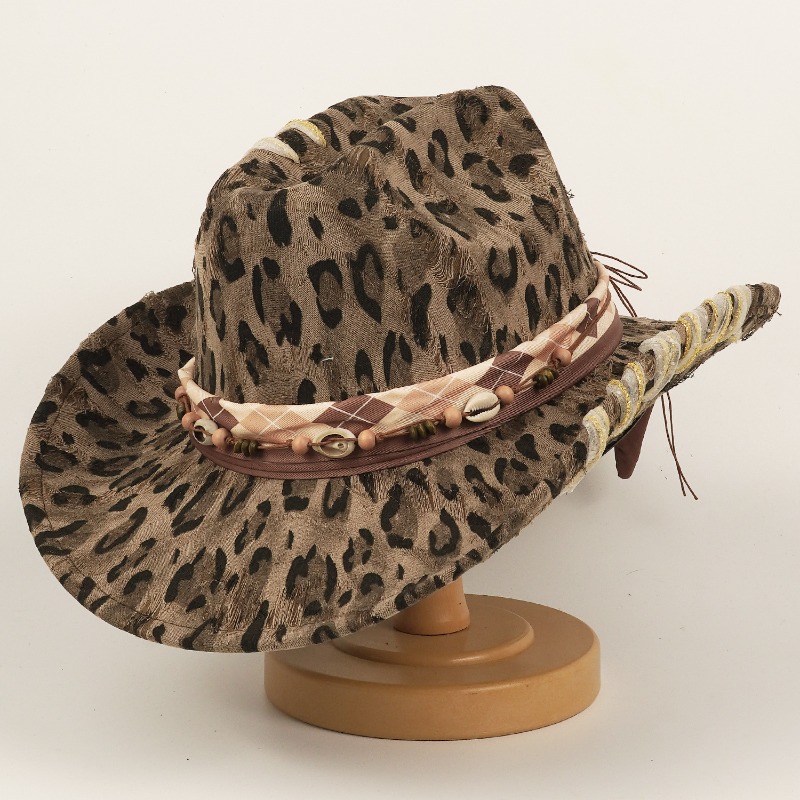 หมวกคาวบอยลายเสือดาวสไตล์ตะวัน - Cowboy Hat Straw บทวิจารณ์และราคา