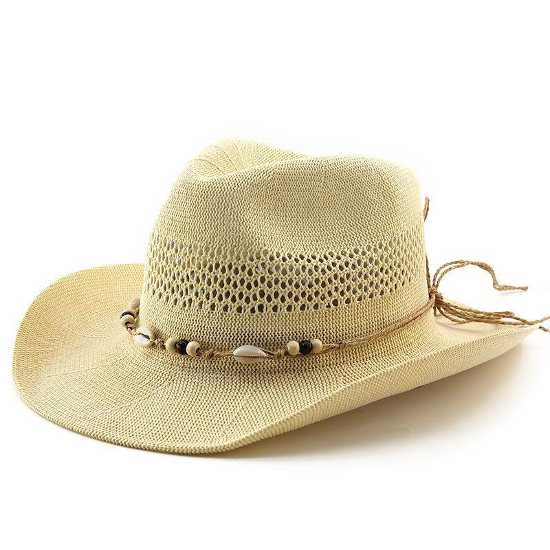 หมวกฟางทรงเฟโดราแบบโปร่ง ระบาย - Cowboy Hat Straw บทวิจารณ์และราคา