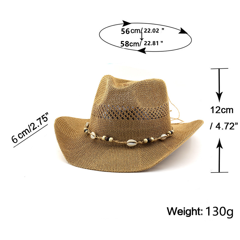 หมวกฟางทรงเฟโดราแบบโปร่ง ระบาย - Cowboy Hat Straw บทวิจารณ์และราคา