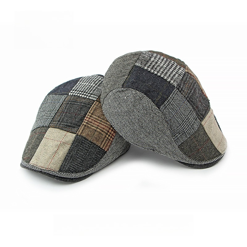 หมวกแก๊ปทรงแบนลายตารางวินเทจสำ - Newsboy Cap Ivy บทวิจารณ์และราคา