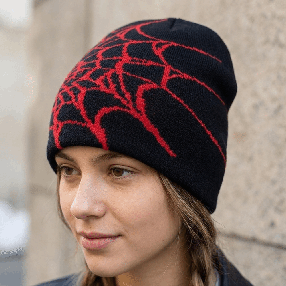 หมวกบีนนี่ลายใยแมงมุมสไตล์กอธิ - Beanie Cuffed Knit บทวิจารณ์และราคา