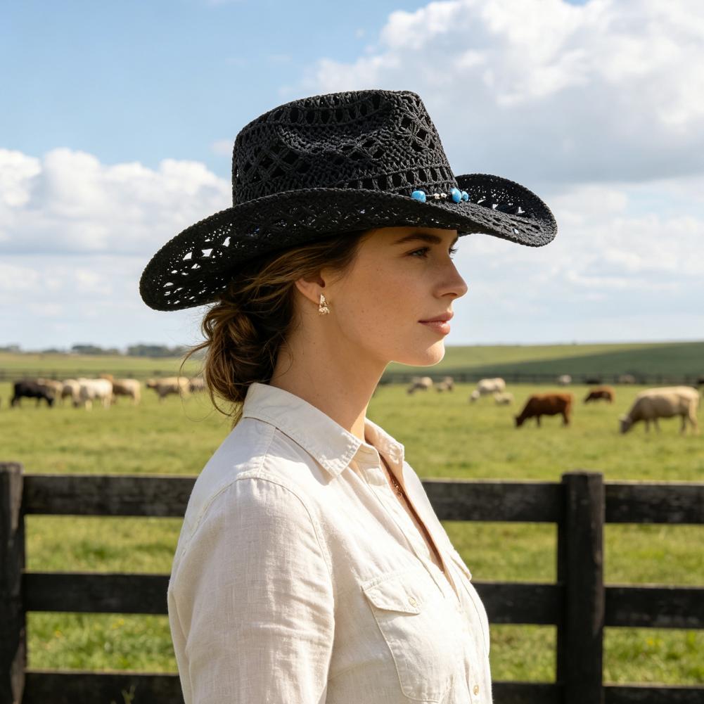 หมวกคาวบอยปีกกว้าง หมวกทำสวนที - Cowboy Hat Straw บทวิจารณ์และราคา
